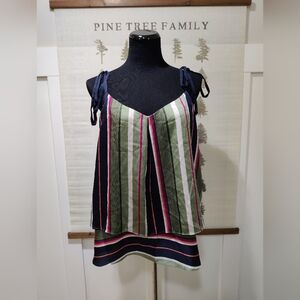 Banana Republic Striped Tiered Camisole Tie Strap Tank Top XL